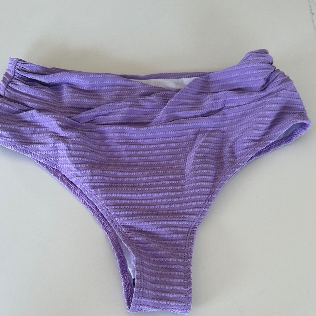 Shein Lavender Ribbed High Cut Bikini Bottoms